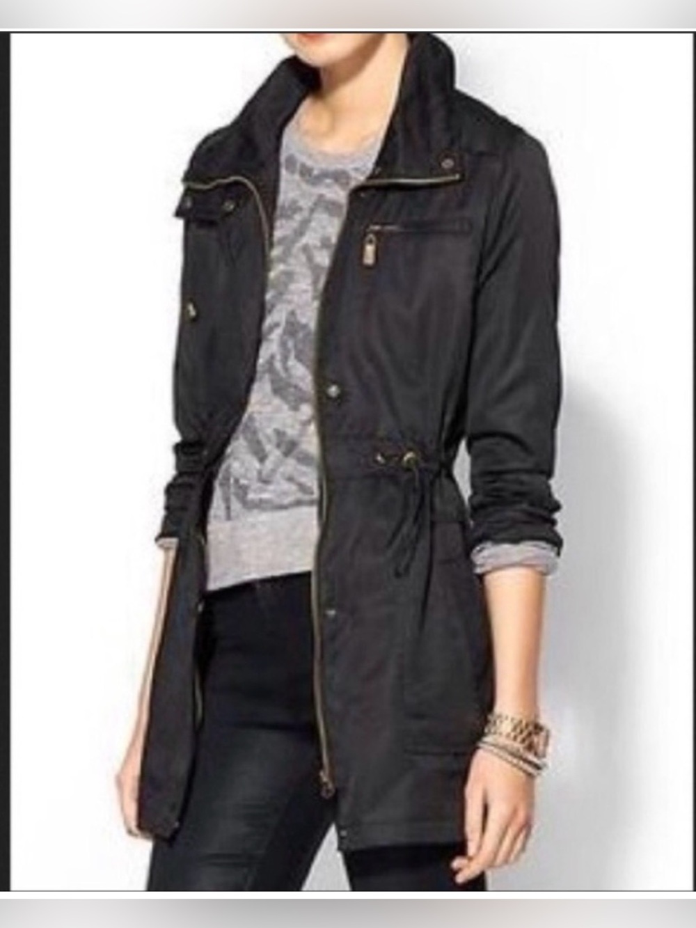 Hive and Honey Black lightweight rain jacket/trench coat